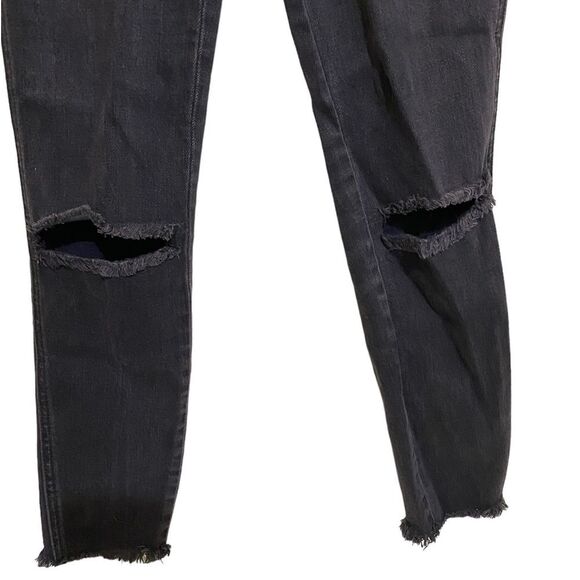 Free People SZ 27 Payton High Waist Studded Jeans Faded Black 80’s Retro Grunge - Picture 6 of 16